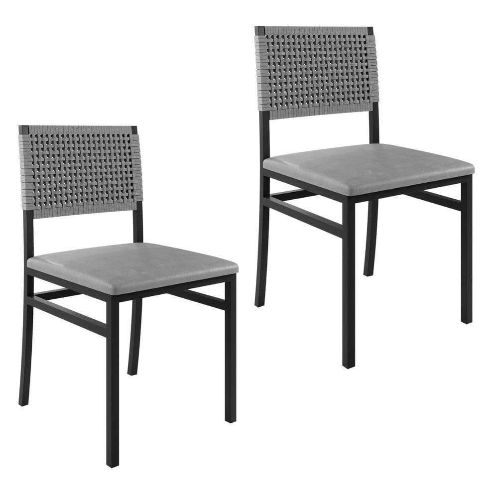 Conjunto 2 Cadeiras para Sala de Jantar Madri Prata/Preto