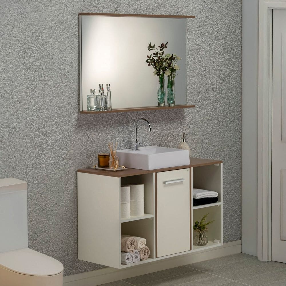 Gabinete e Armário Inspira Design 120cm Arte Bronze/Branco