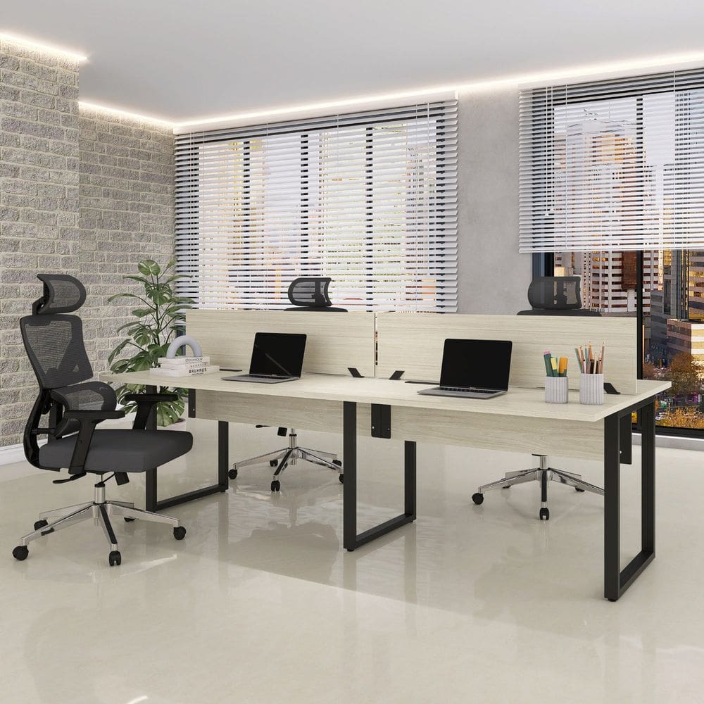 Plataforma Dupla 4p 220x120cm Tub Corporativa Light Castanheira Natural/Preto