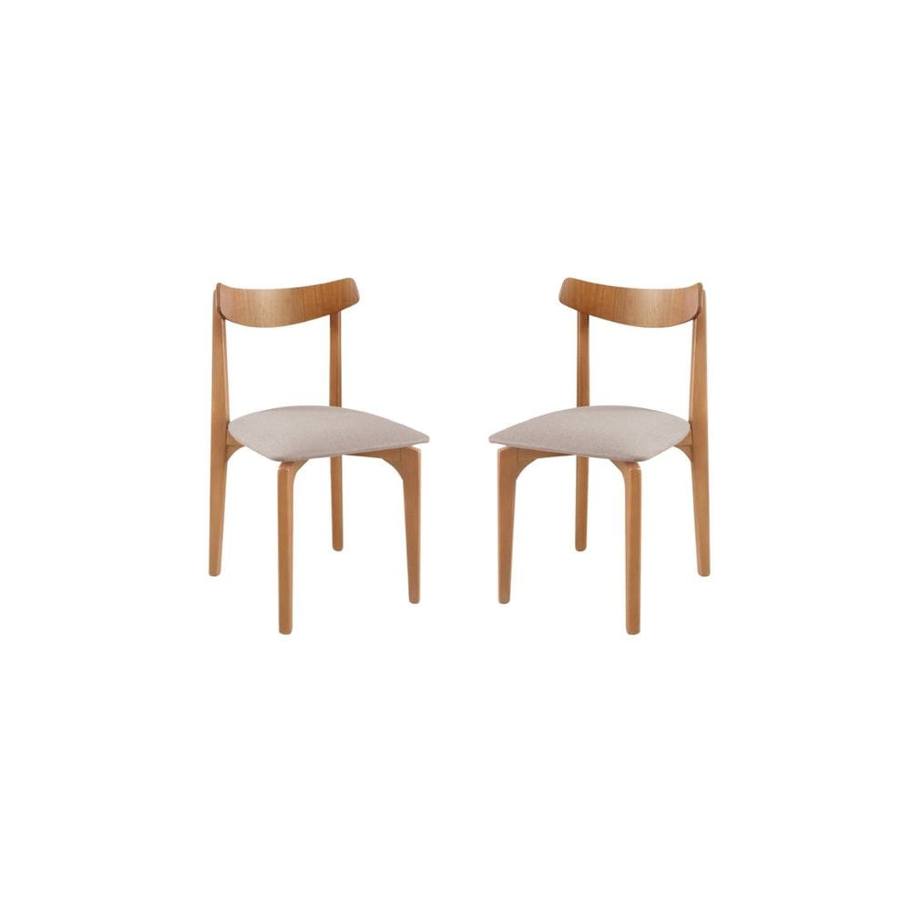 Kit 2 Cadeiras Sala de Jantar Linho Aurora Bege/Marrom