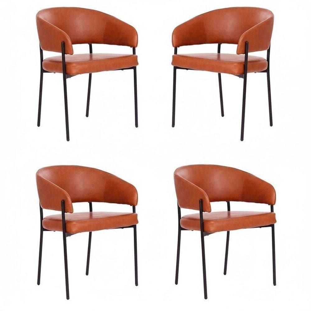 Kit 4 Cadeiras para Sala de Jantar Estofadas Poliuretano Bari Caramelo