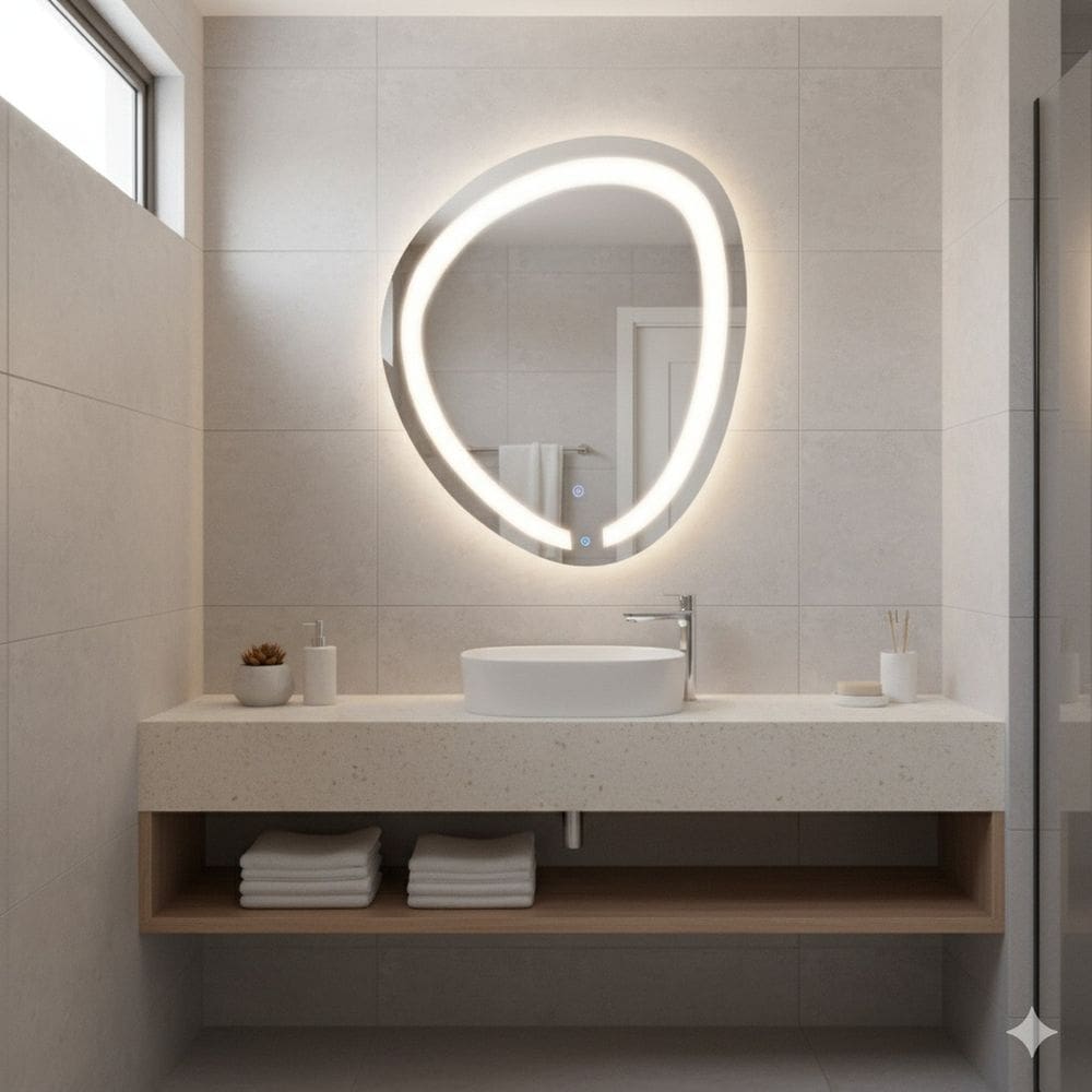 Espelho Orgânico Decorativo 70cm X 58cm Touch Led 2 Cores Reduna espelho lapidado