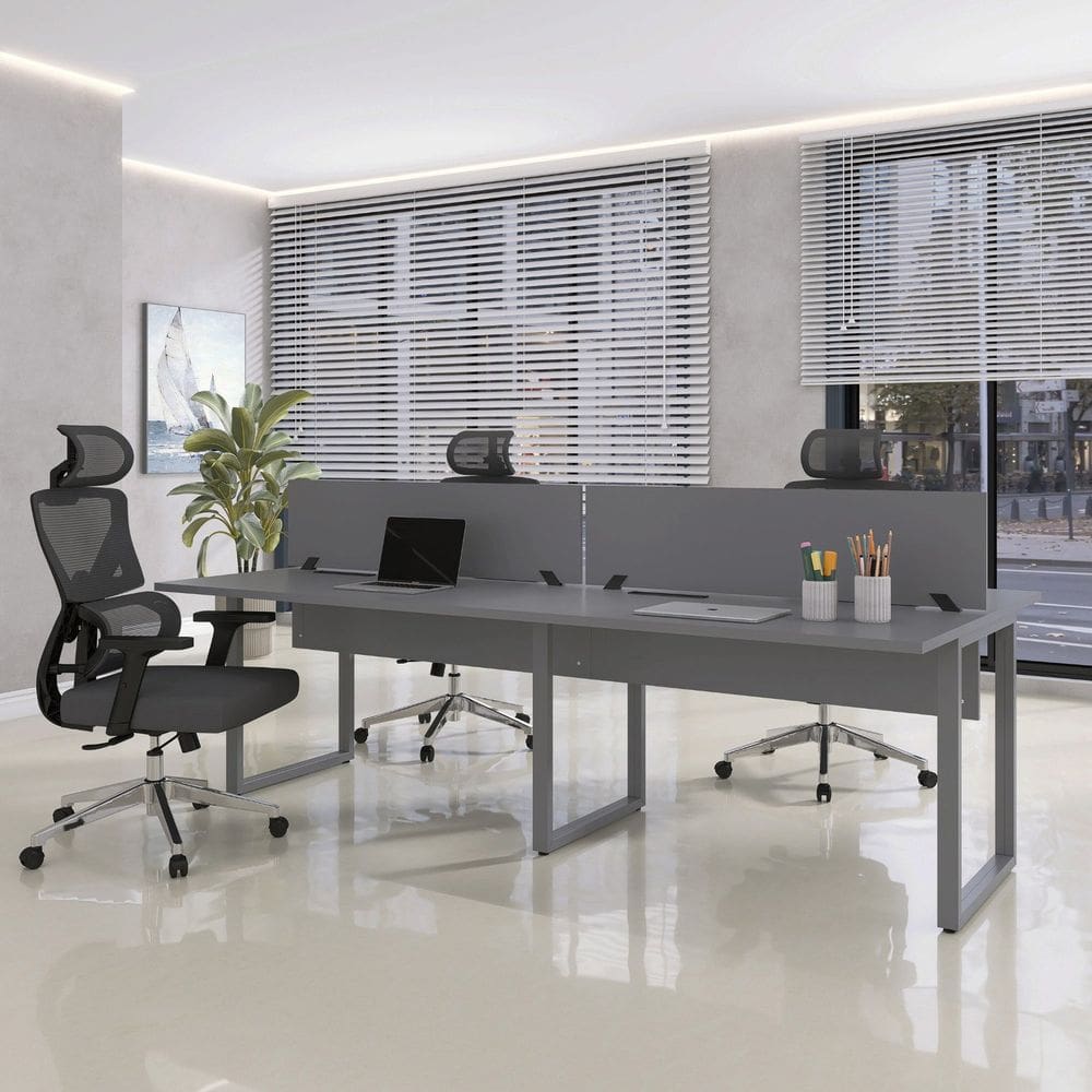 Plataforma Dupla 4p 220x120cm Tub Corporativa Light Grafito