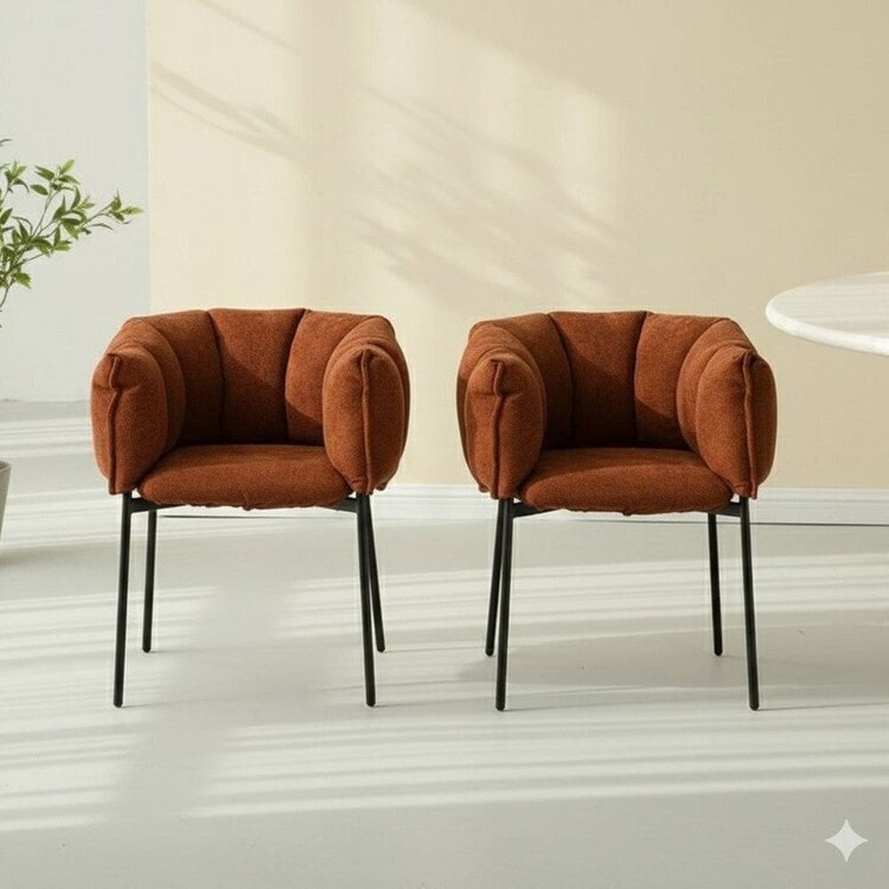 Kit 2 Cadeiras para Sala de Jantar Estofadas com Base de Aço Joy Terracota