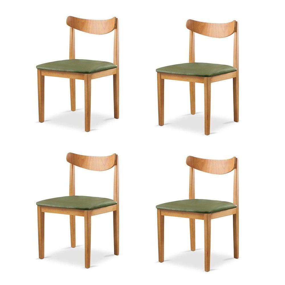 Kit 4 Cadeiras Sala de Jantar Aurora Verde/Marrom