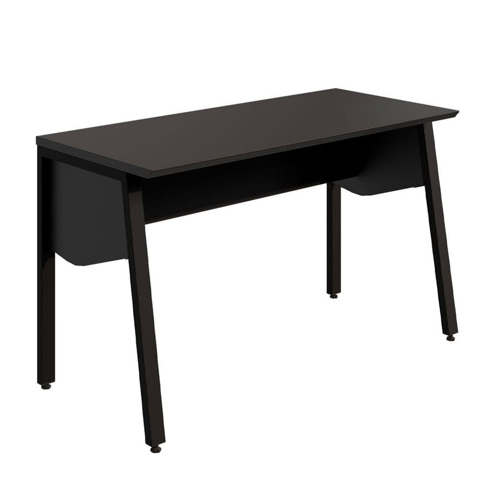 Escrivaninha Escritório Industrial 120cm com Tampo Chanfrado e Pés Metal Industrial Executive Preto