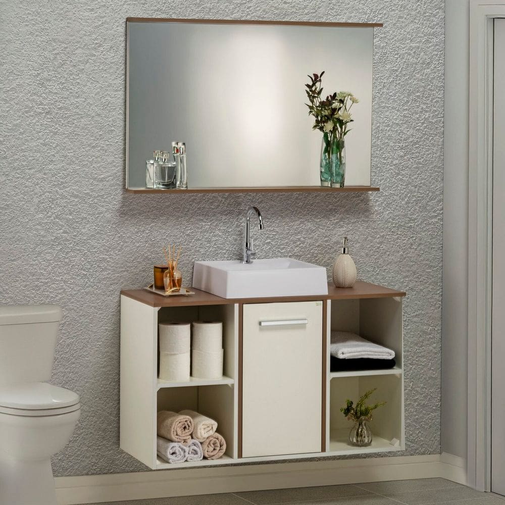 Gabinete e Armário Inspira Design 100cm Arte Bronze/Branco