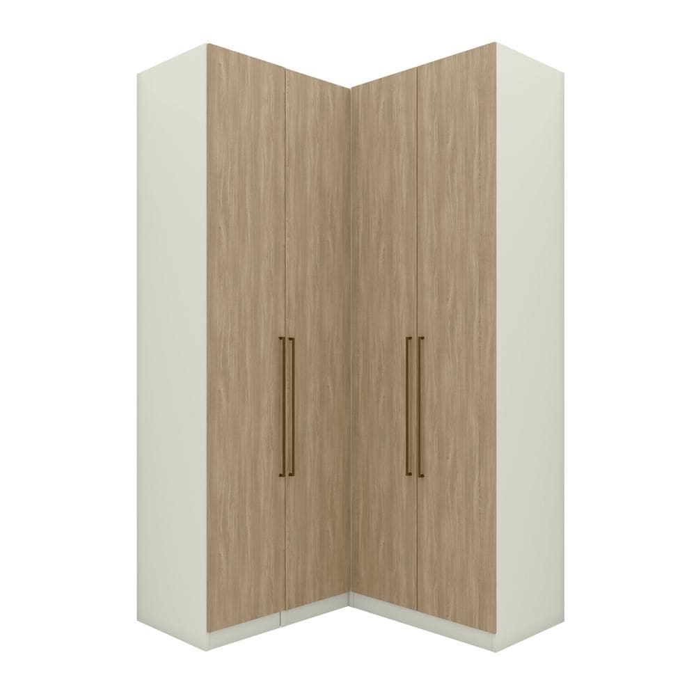 Guarda Roupa Canto 4 Portas 3 Gavetas Areia/Jequitibá
