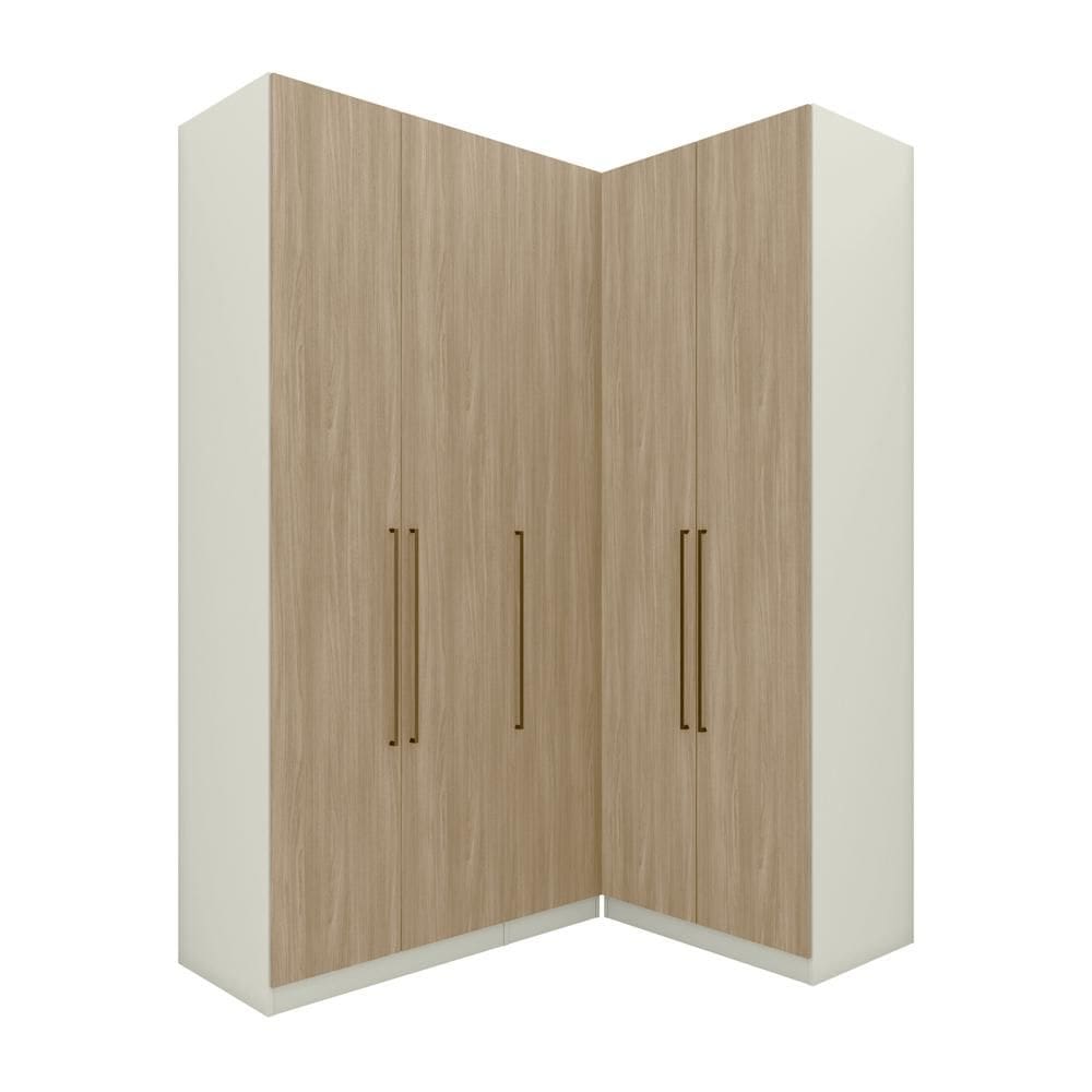 Guarda Roupa Canto 5 Portas 3 Gavetas Areia/Jequitibá