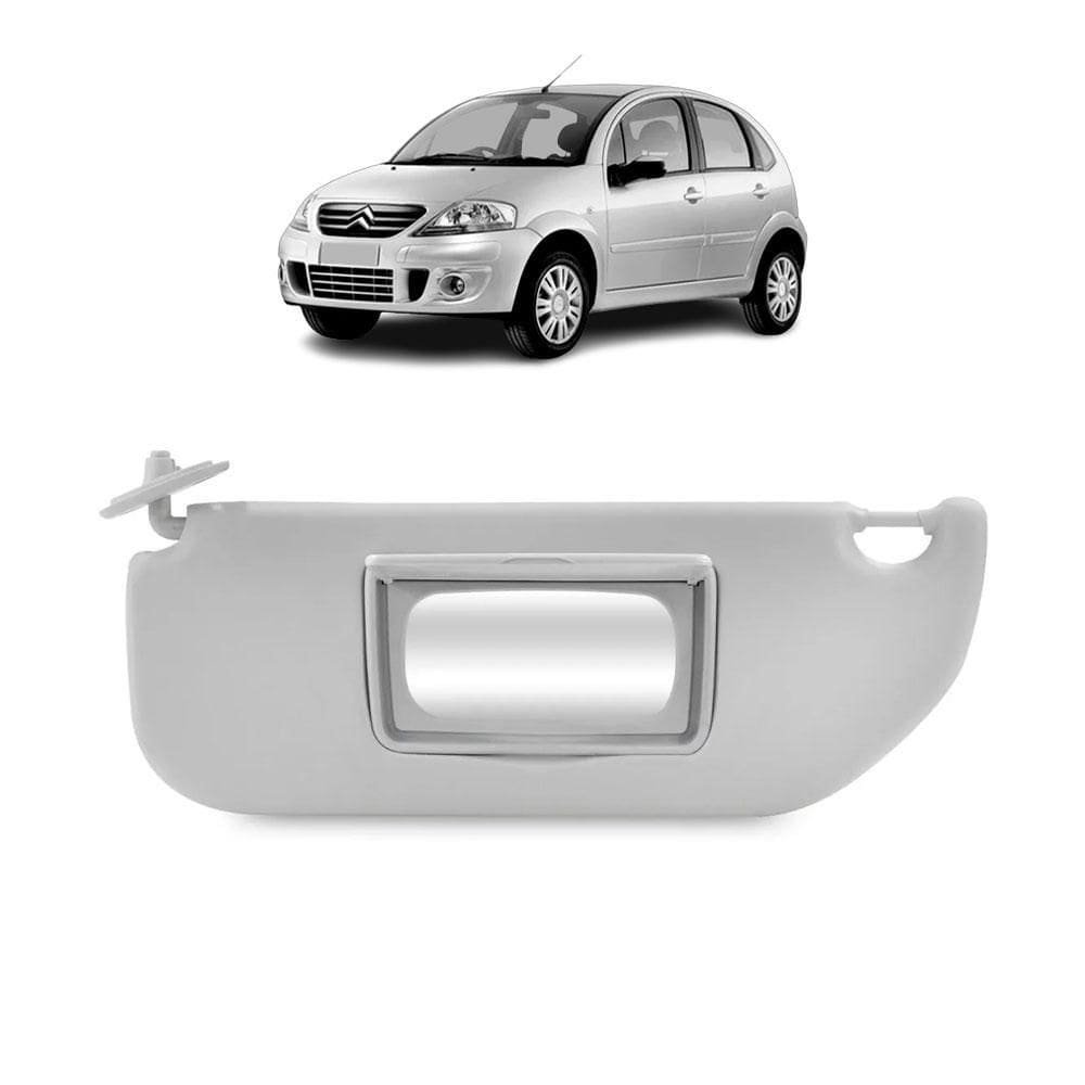Quebra Sol Cinza Com Espelho Citroen C3 2004 A 2012 Direito