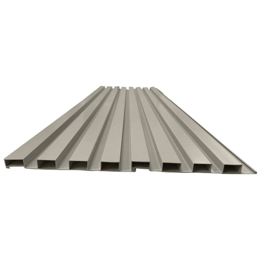 Painel Ripado de Pvc em Placa 100cm X 15cm 7 Placas = 1m² com 2 Acabamentos em L de 105cm Bariri - caixa com 7 Unidade - Cinza