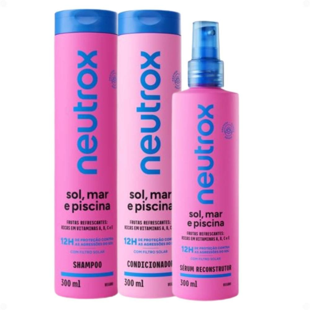 Kit Neutrox Sol, Mar e Piscina: Shampoo, Condicionador e Sérum Reconstrutor 300ml