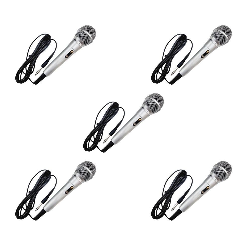 Kit 5 Microfone Dinâmico Mxt M-1800S Karaokê Prateado