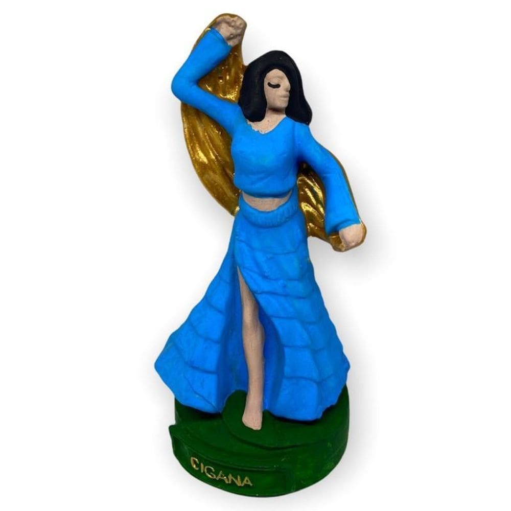 Escultura Cigana Azul Clara 11 Cm Em Resina