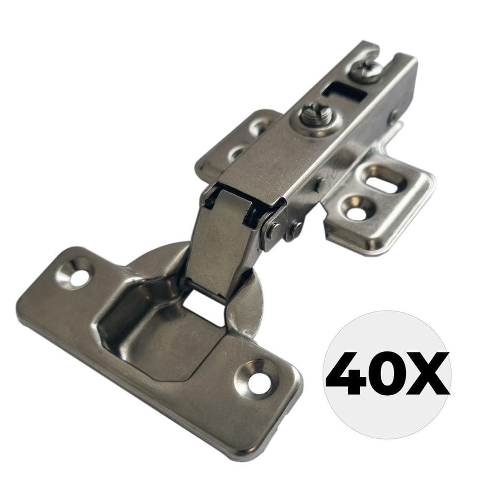 Kit 40 Dobradiças 35Mm Retas Para Moveis Pistão Amortecedor