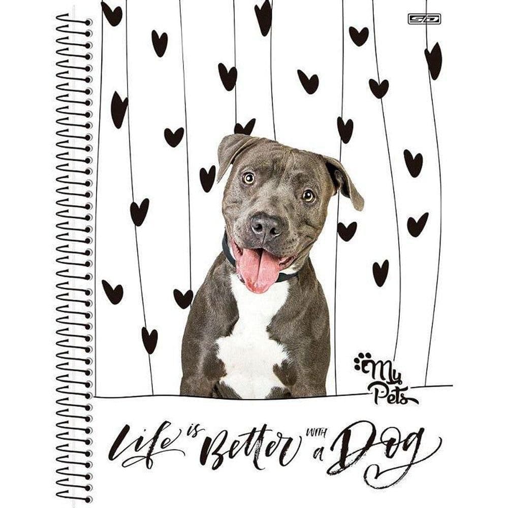 Caderno Universitario My Pets Capa Dura 160 Folhas