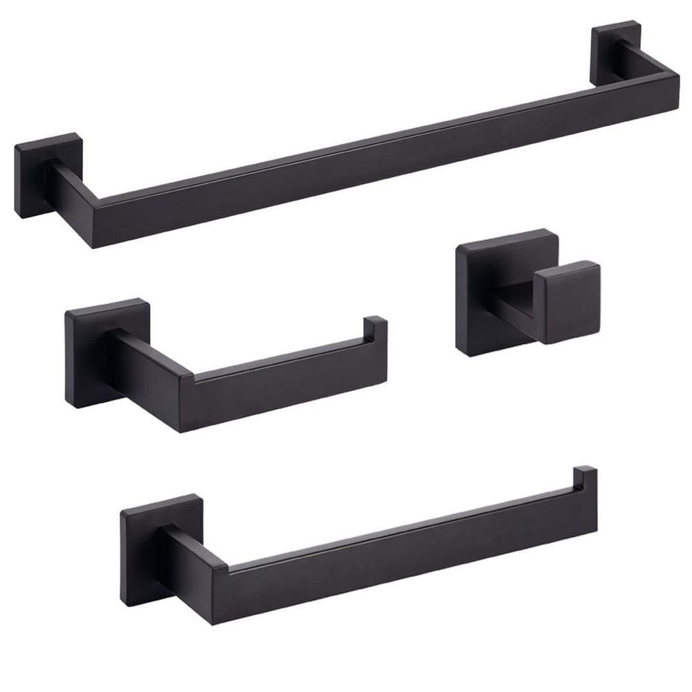 Kit Acessórios Banheiro Inox Premium 4 Peças Preto Fosco