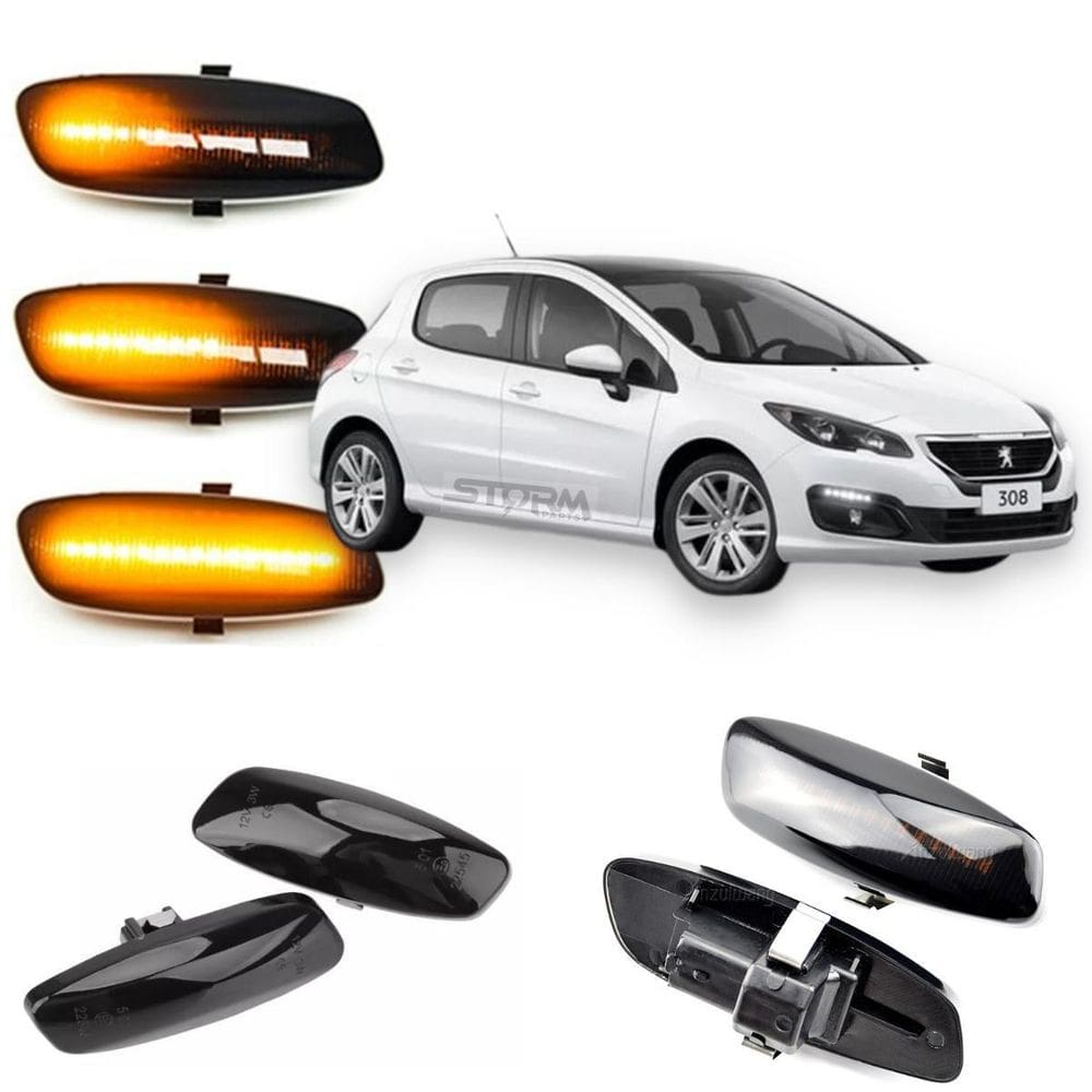 Par De Pisca Seta Sequencial Peugeot 308 Luz Led Retrovisor