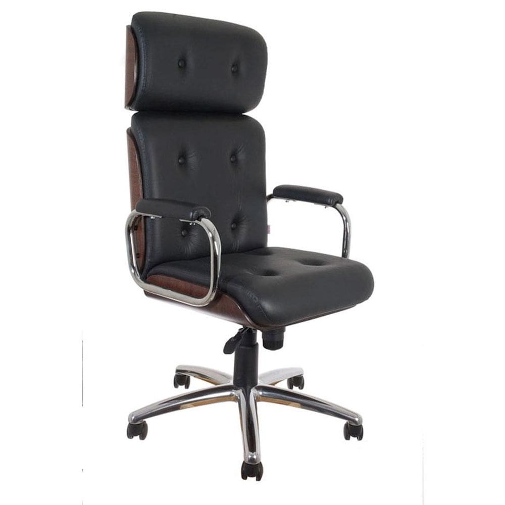 Cadeira de Escritório Presidente Wood II Giratória Preta e Tabaco