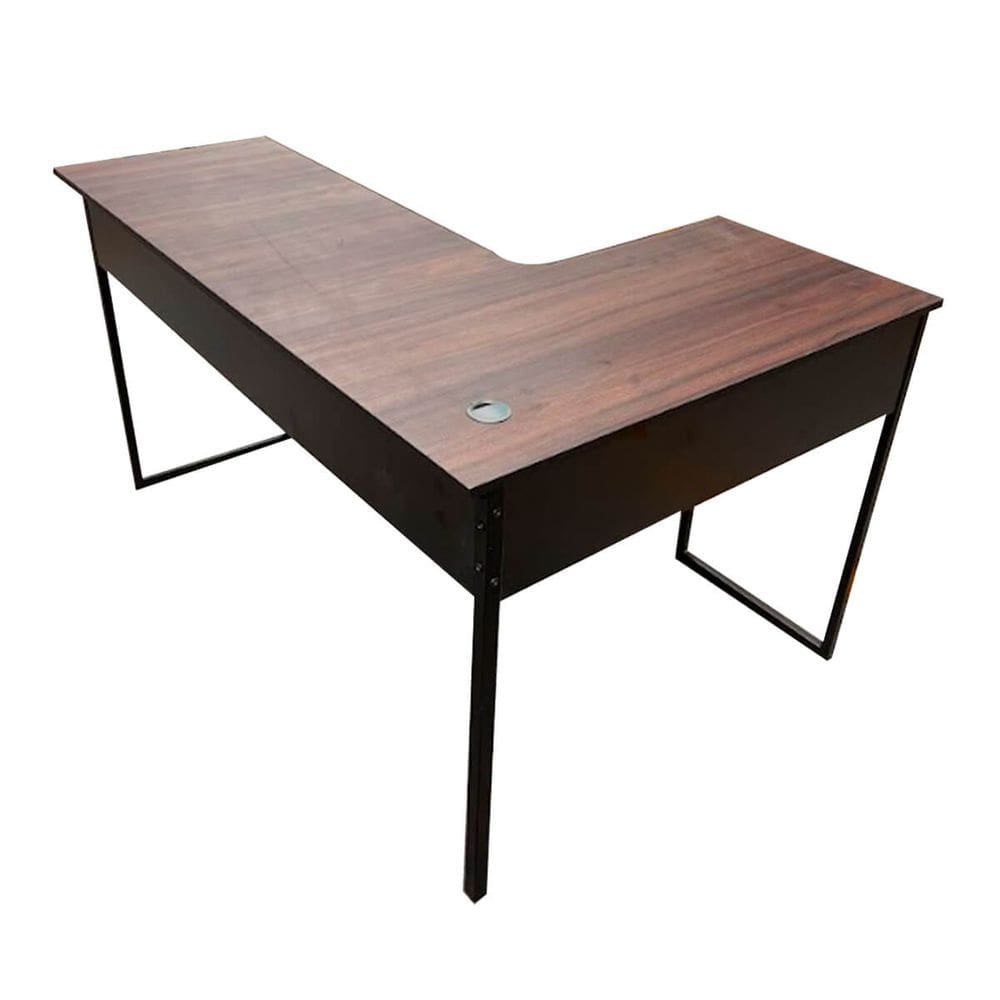 Mesa para Escritório em L 137x137 com Passa-Fio Nogal/Preto