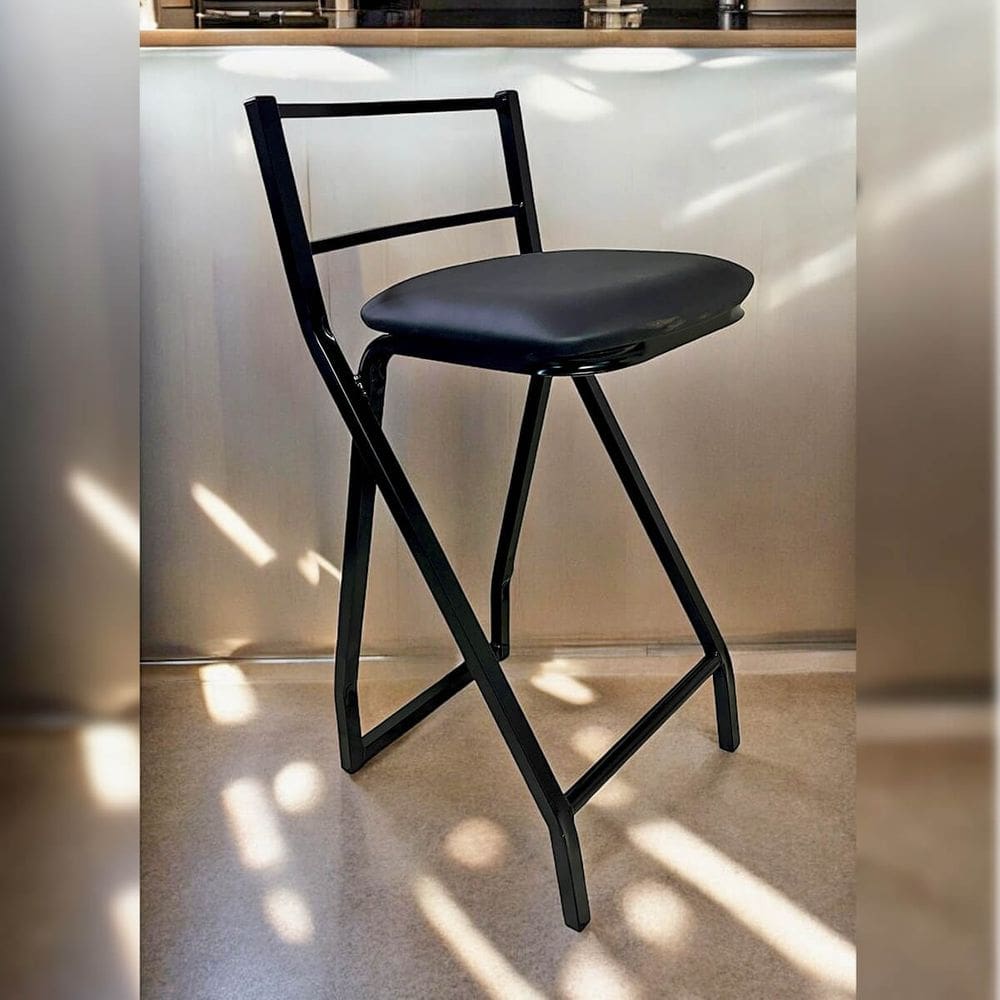 Cadeira Banqueta Gourmet Alta Ferro Industrial Assento Estofado