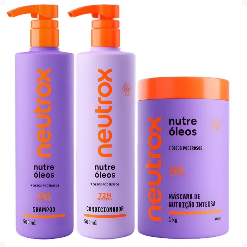 Kit Neutrox Nutre Óleos: Shampoo, Condicionador 500ml e Máscara Capilar 1kg