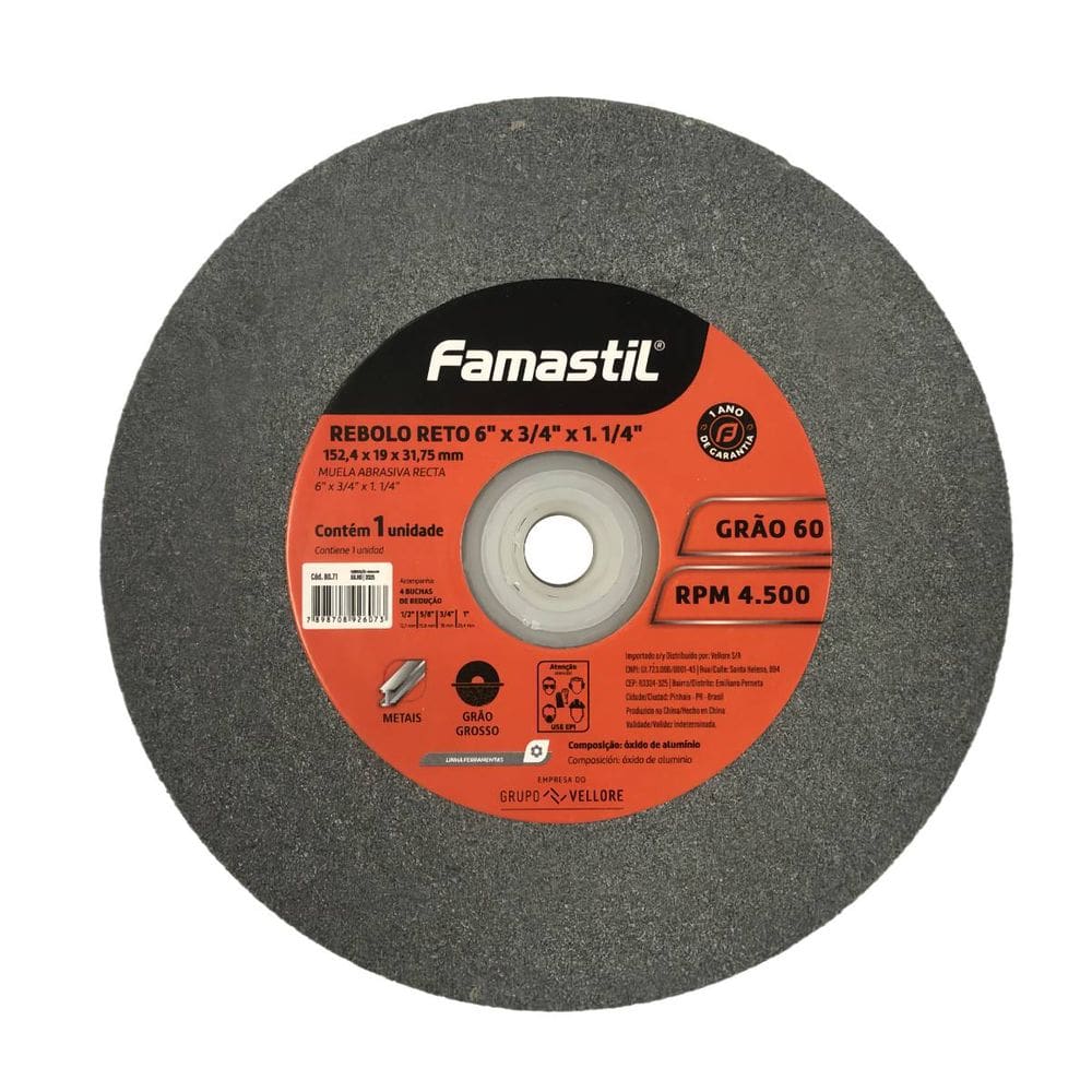Rebolo Famastil 6x3/4x1.1/4pol Grão 60