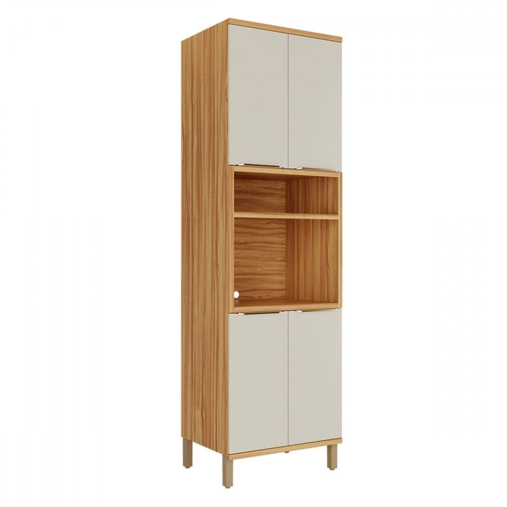 Paneleiro Sauvignon 4 Portas 100% Mdf Amêndoa/Off White - Rio Doce