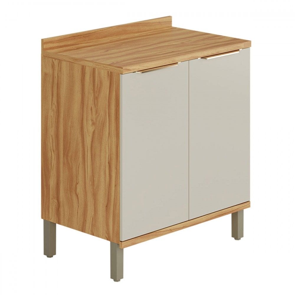 Balcão de Cozinha 80 Cm Sauvignon 2 Portas 100% Mdf Amêndoa/Off White - Rio Doce