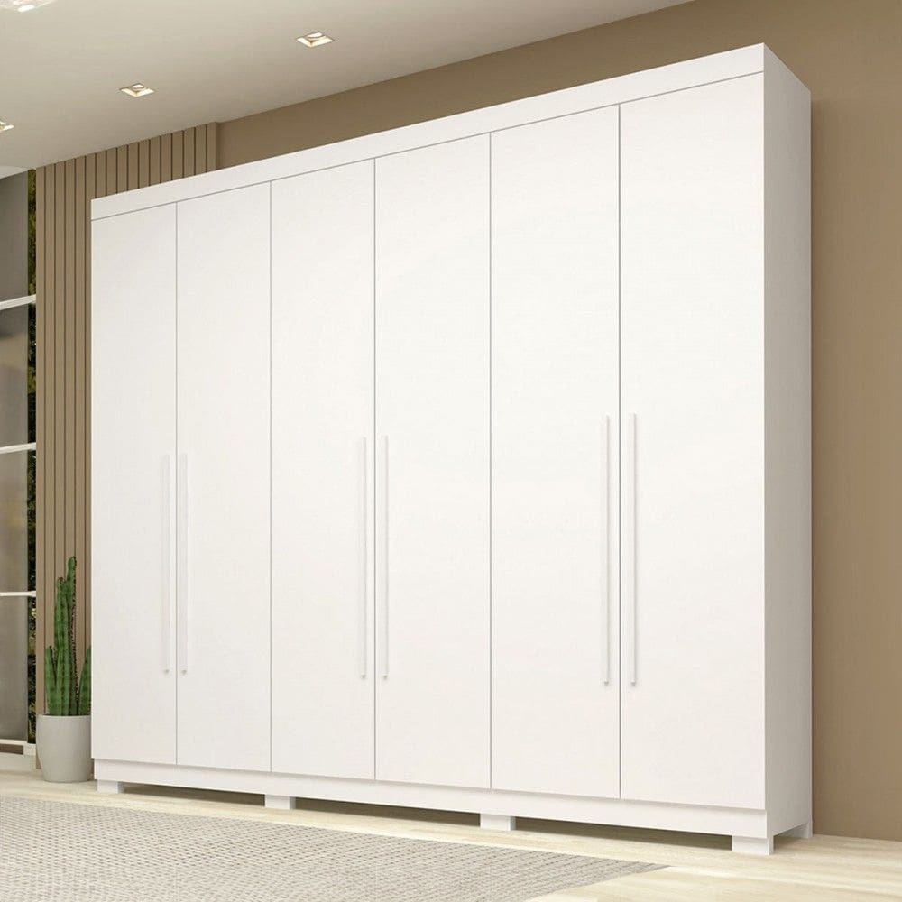Guarda-Roupa Casal Nubia 6 Portas 4 Gavetas 100% Mdf Branco - Acp Móveis