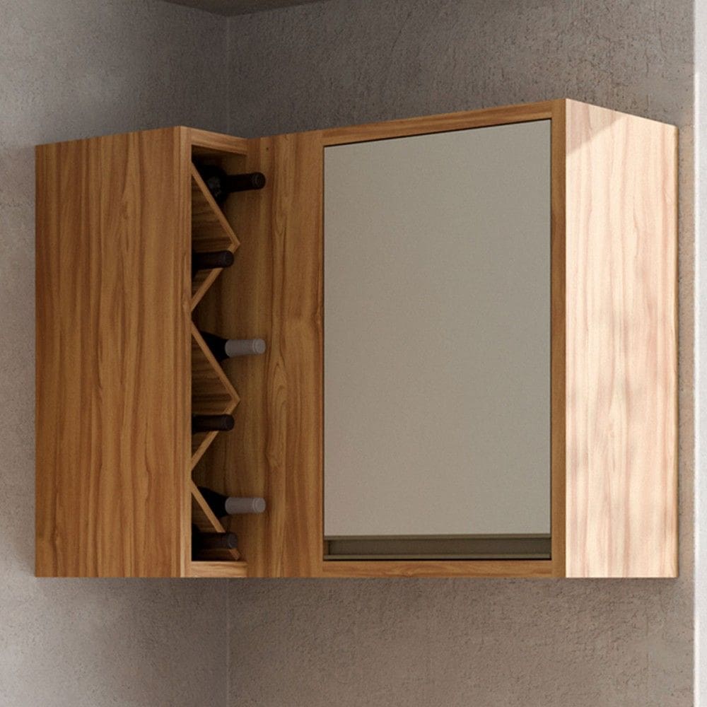 Armário Aéreo Cozinha de Canto Tempranillo 1 Porta 100% Mdf Amêndoa/Off White - Rio Doce