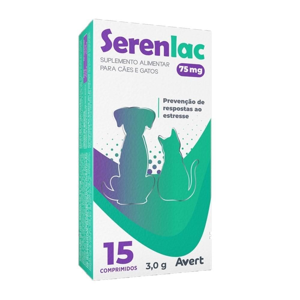 Serenlac 75Mg Suplemento Cães E Gatos 3,0G C/15 Comprimidos