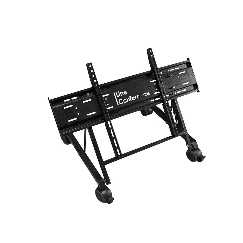 Suporte Monitor Video Retorno Trilho Deslizante Rodízio 55``