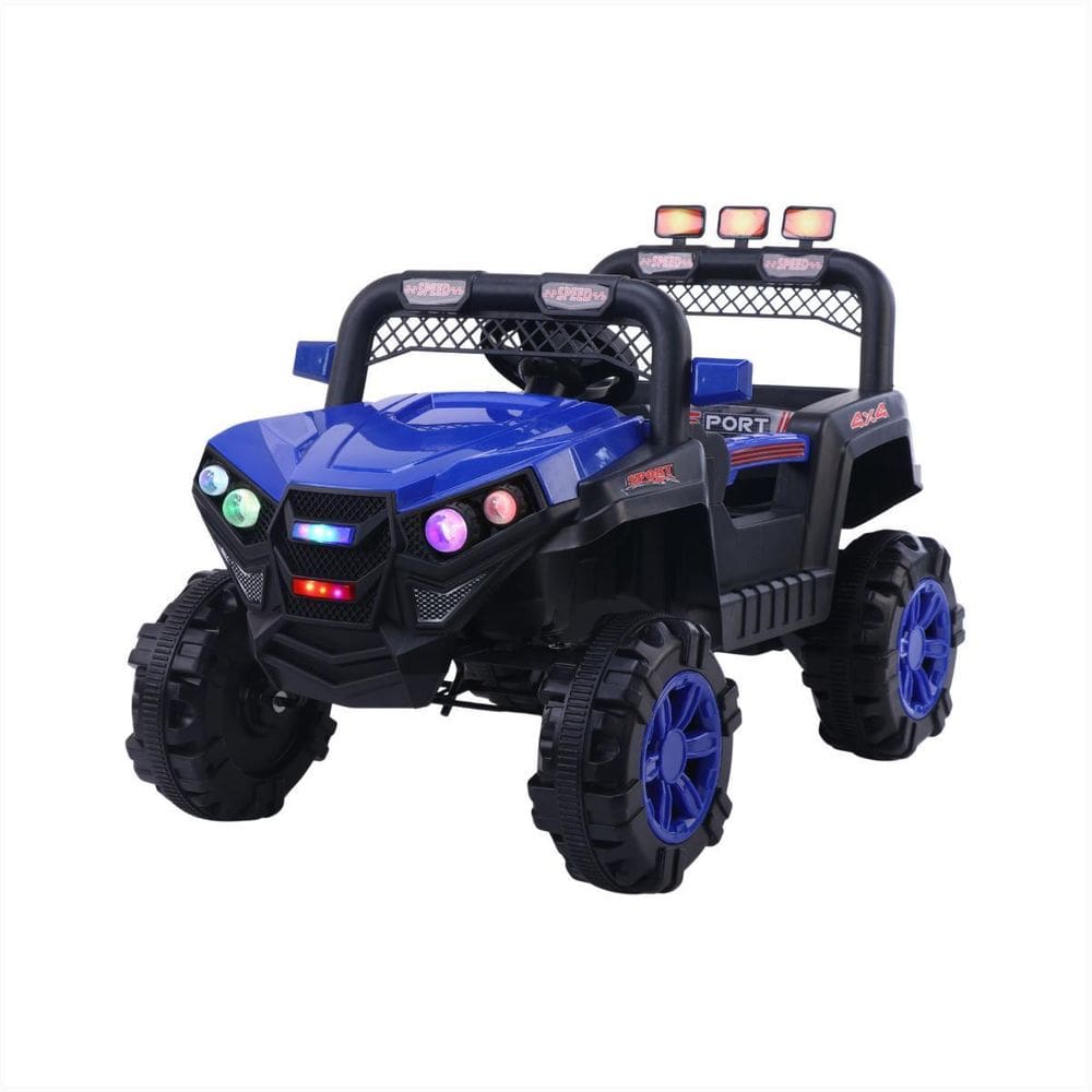 Carro Elétrico Infantil 12V Azul Ronco Motor Farol Led Usb