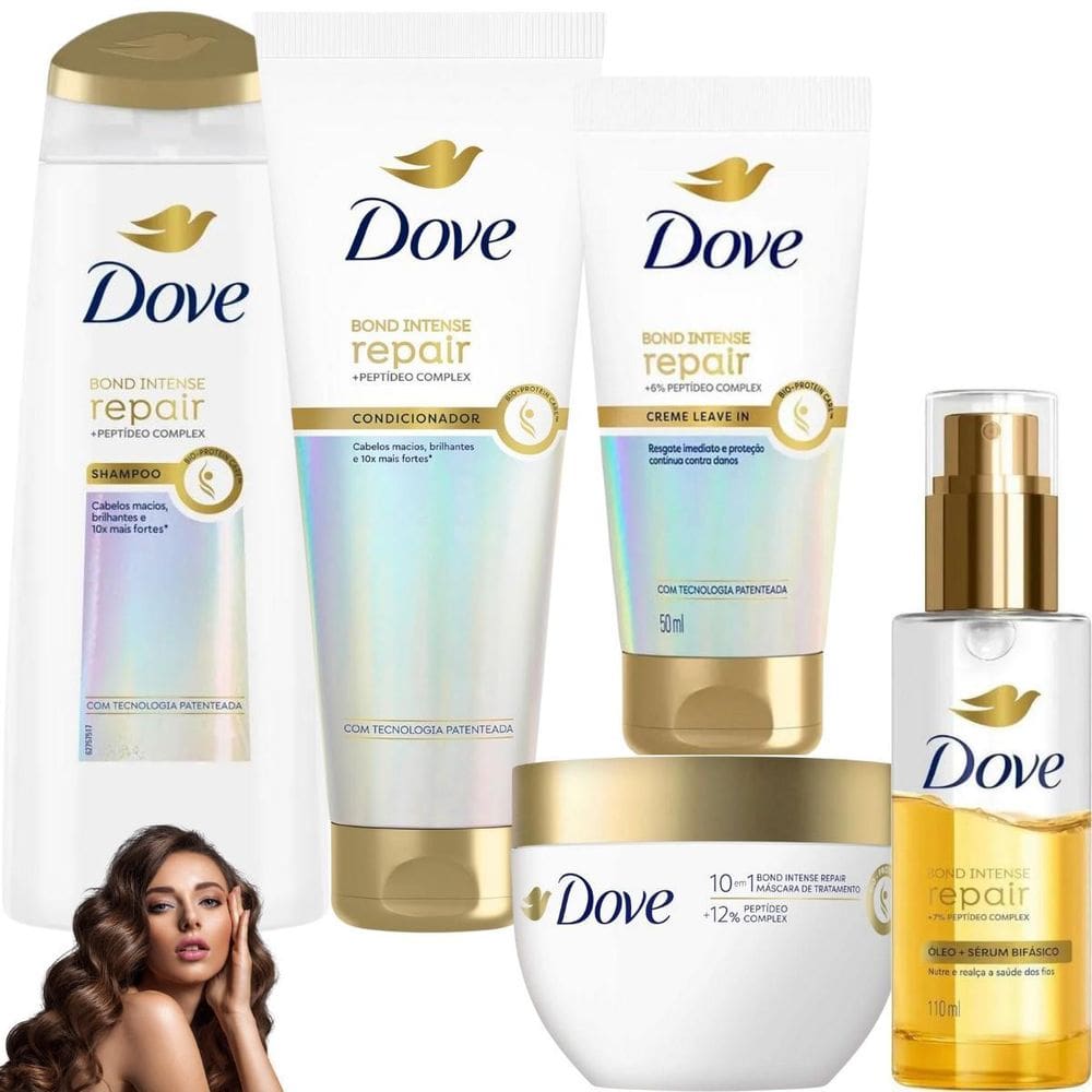 Kit Dove Bond Intense Repair Tratamento Milagroso Óleo Sérum
