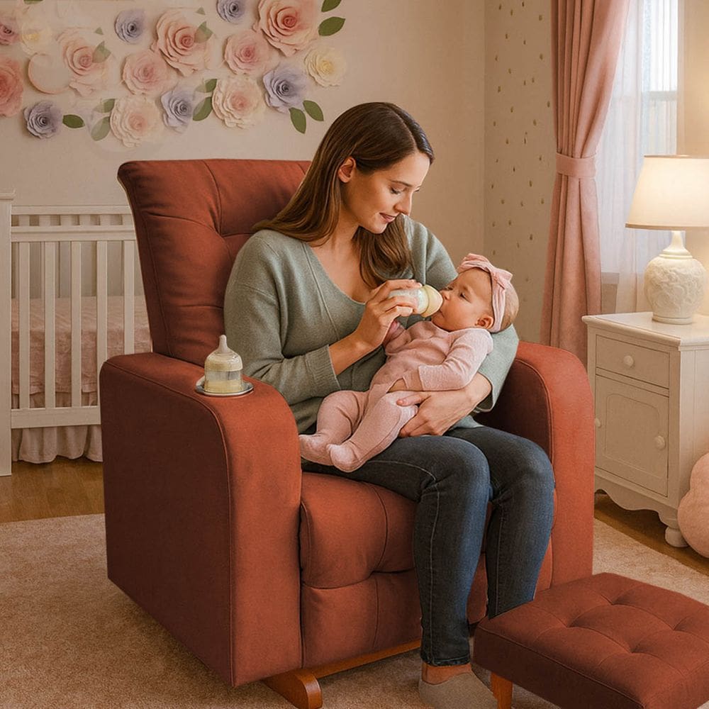 Poltrona De Balanço Base Com Puff Gloria TerraCota