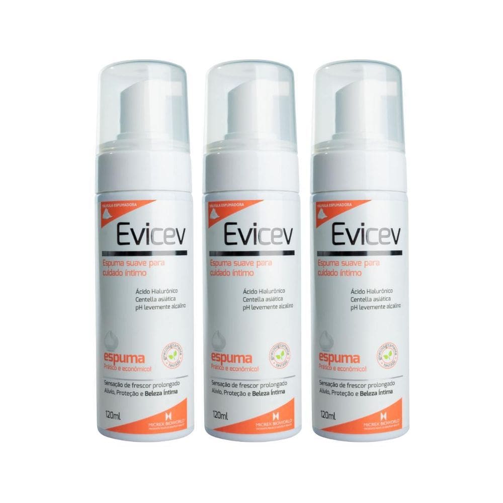 Kit 3 Evicev 120Ml Espuma Higiene, Beleza E Hidratação