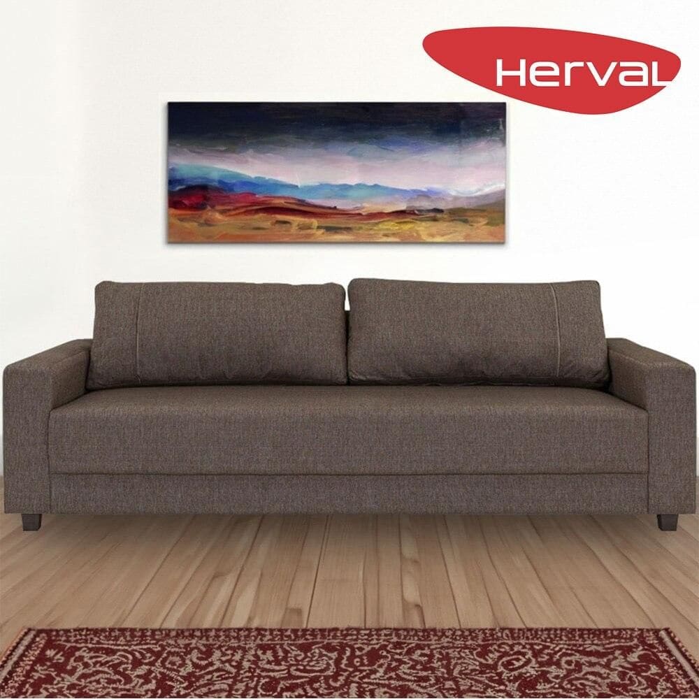 Sofá 4 Lugares Herval Clean Linho Marrom, 230 cm