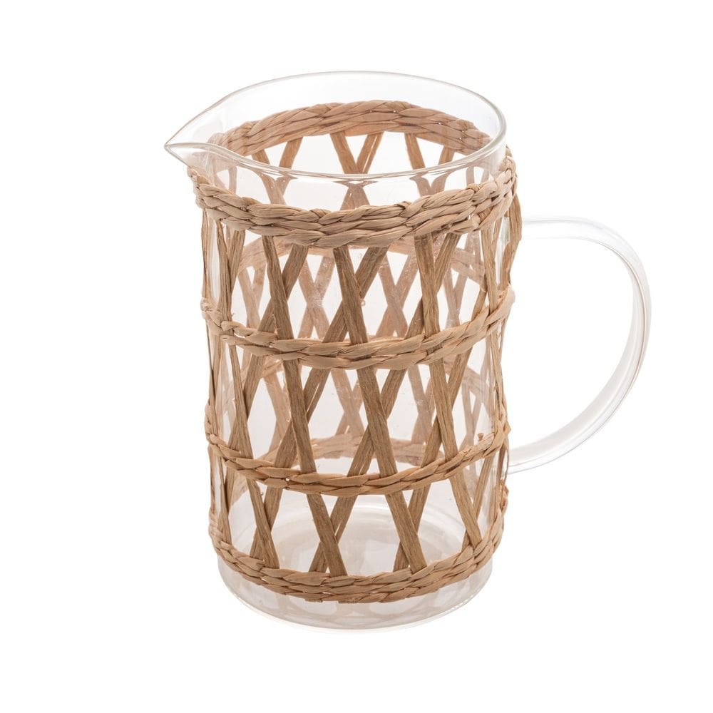 Jarra de Vidro Decorada C/Fibra Natural 1 Litro Wolff