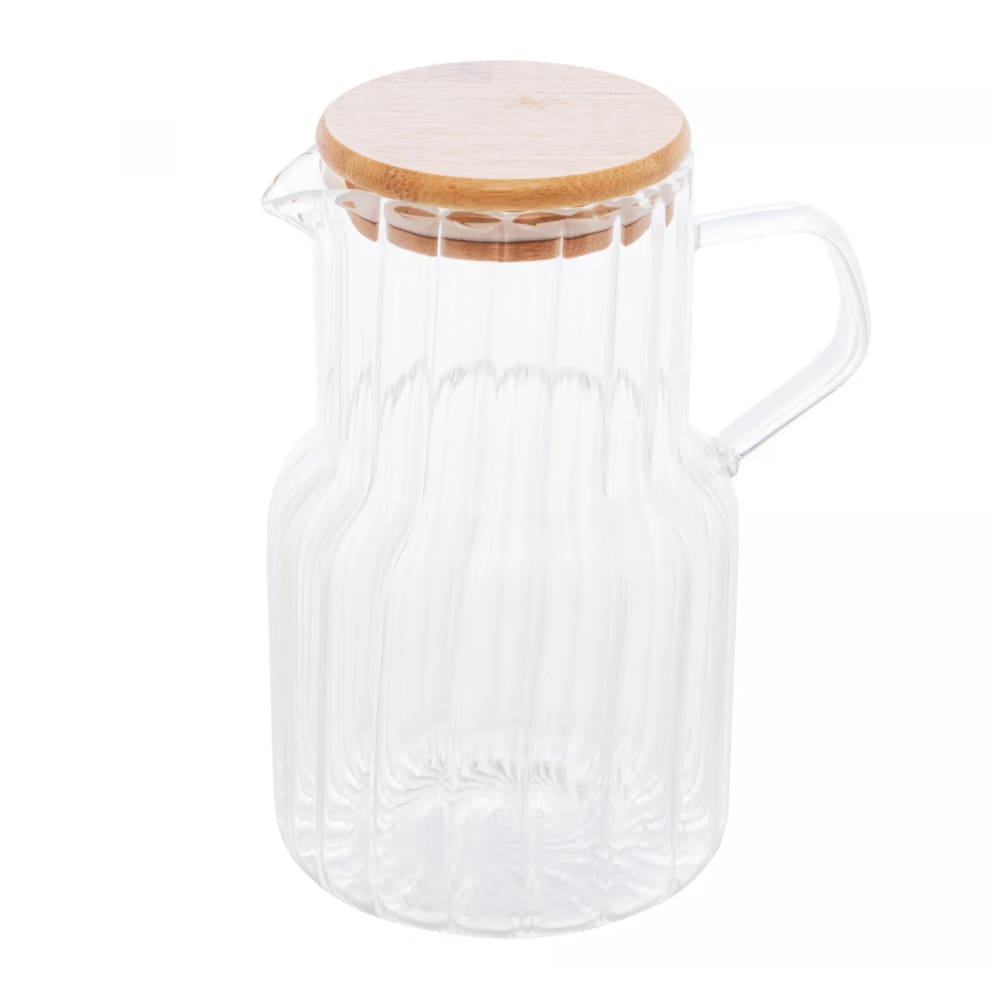 Jarra de Vidro Canelado C/Tampa Hermética de Bambu Classic 1,125 Litros Lyor