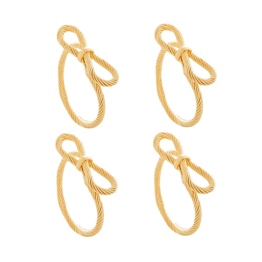 Cj 4 Anéis/Argolas de Metal P/Guardanapos Laço Dourado Wolff