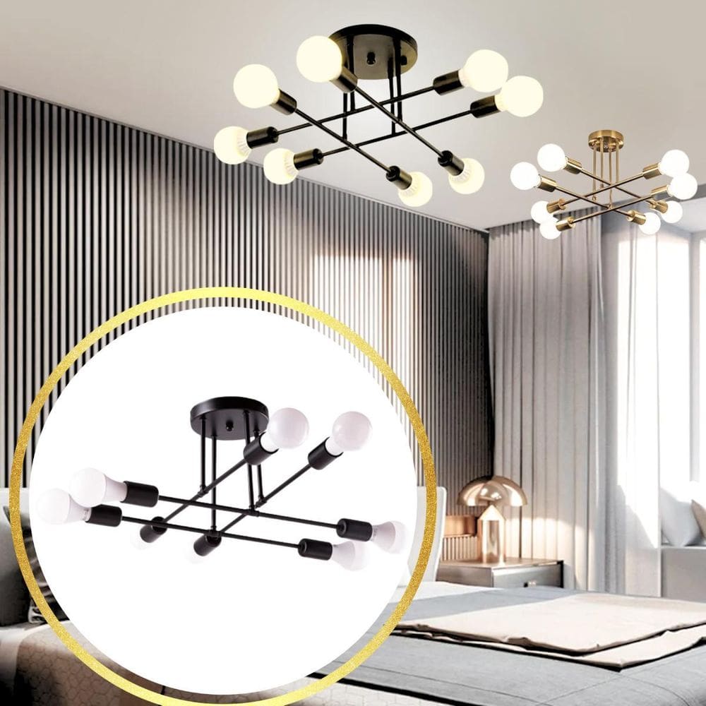 Luminária Lustre Sputnik 8 Lâmpadas E27 Teto Plafon 360