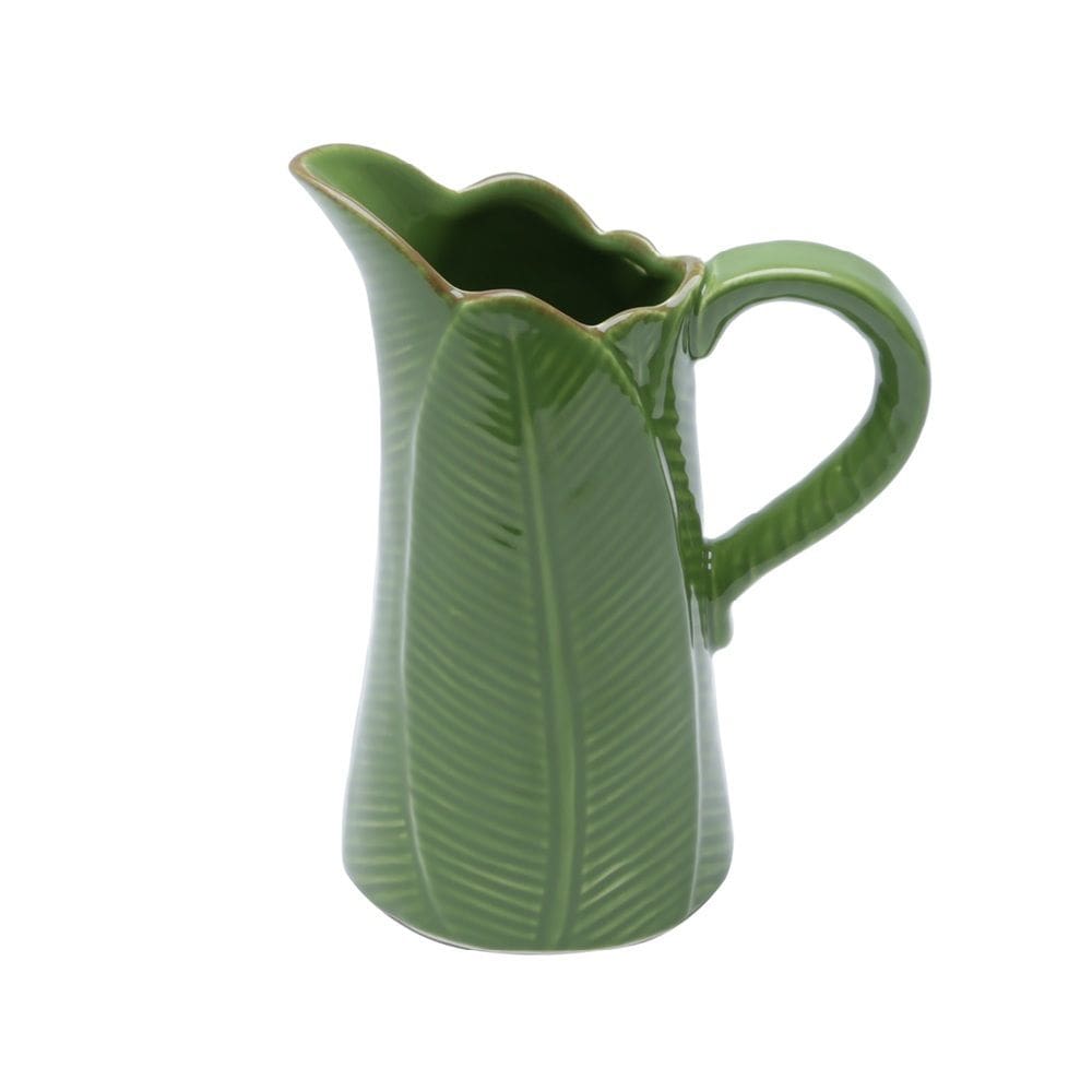 Jarro Decorativo de Cerâmica Folha Banana Verde 17,5x14cm Lyor