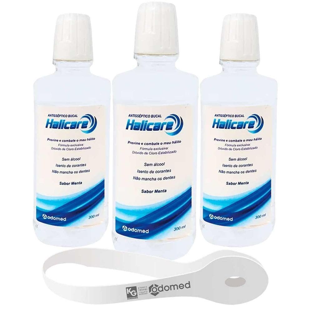Kit 3 Enxaguante Antisseptico Bucal Halicare 300Ml Raspador