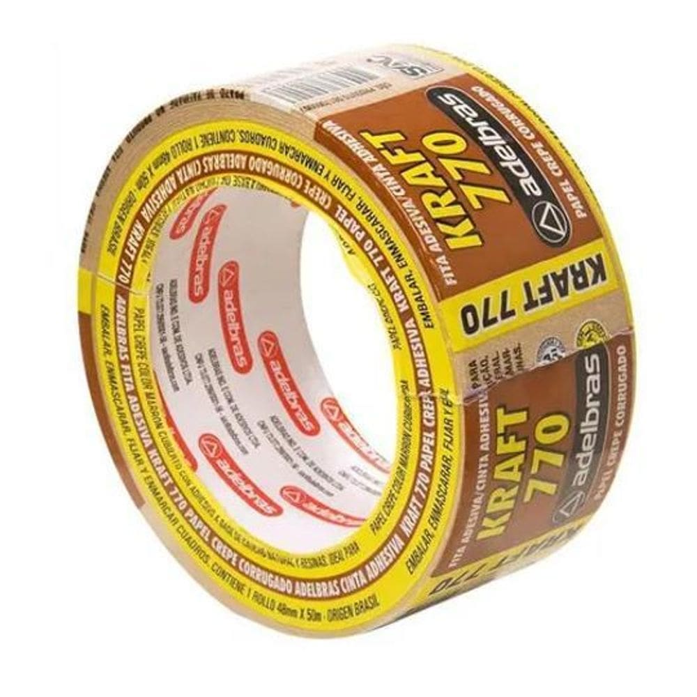 2X Fita Crepe Larga Marrom 48X50Mts 770 Adelbras Kraft Pardo