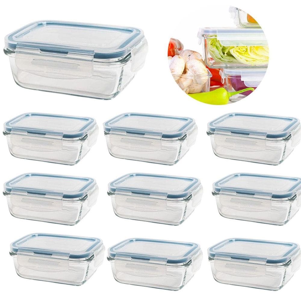 Kit 10 Potes De Vidro Hermético Com Trava E Vedação 840 Ml