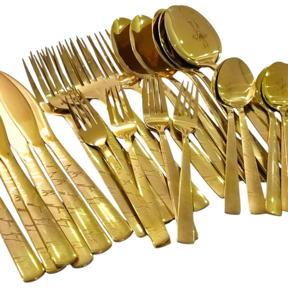 Faqueiro Talheres De Luxo Dourado Super Trabalhado 30 Pçs