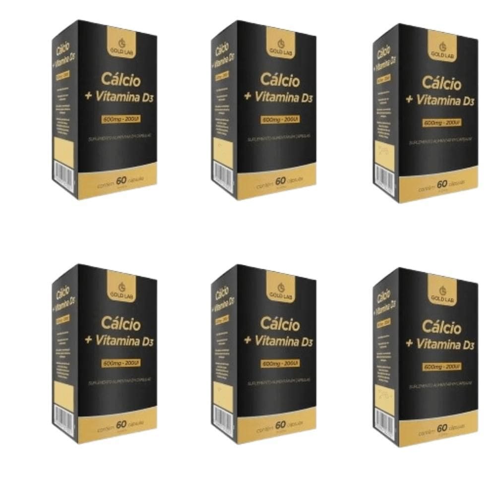 Kit C/6 Cálcio + Vitamina D3 C/60 Cápsulas - Gold Lab