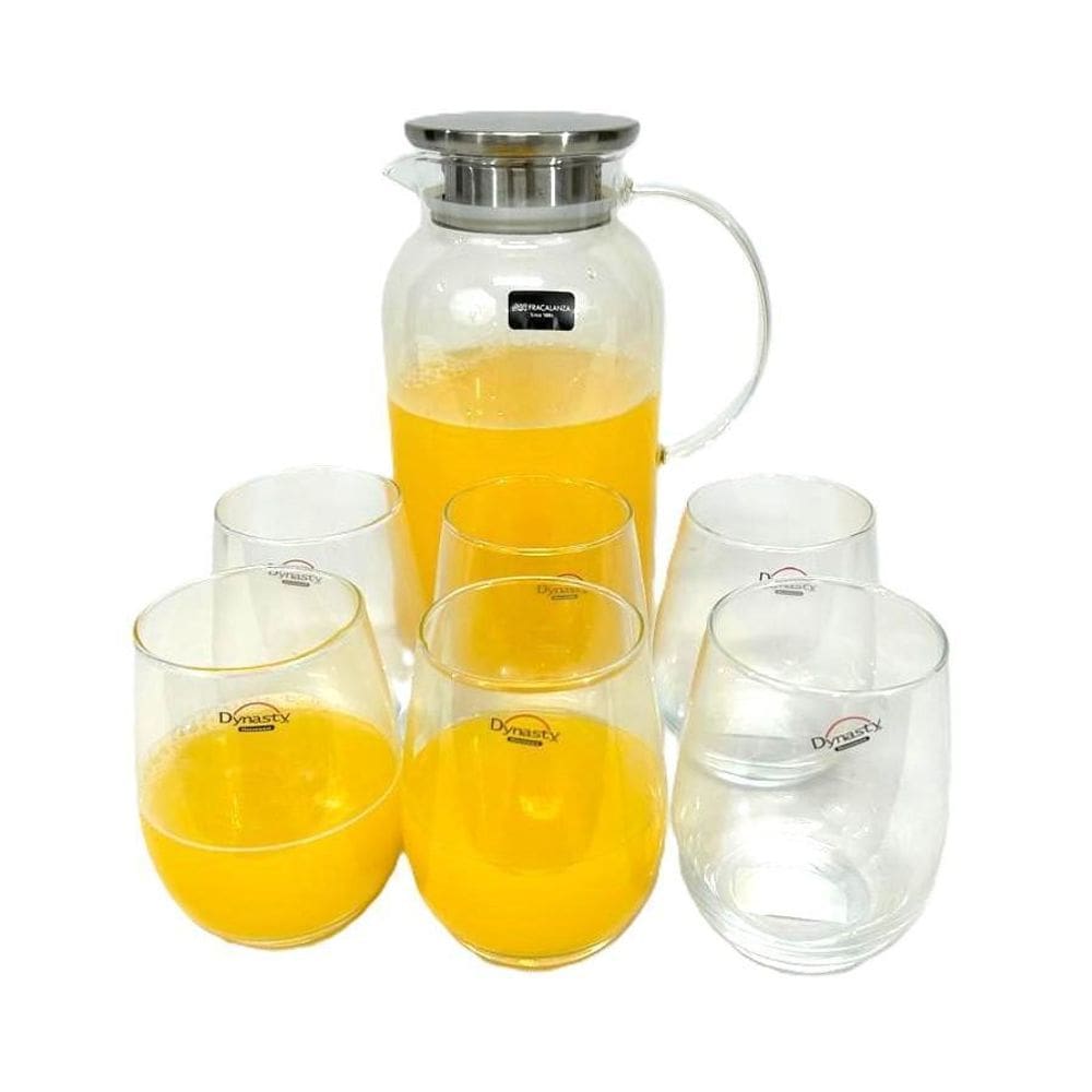 Jarra 1,8L Tampa Inox + 6 Copos 420Ml Luxo