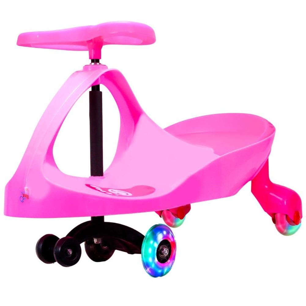 Carrinho Rolimã Zig Zag Car Rosa 360 Roda Led - Castela